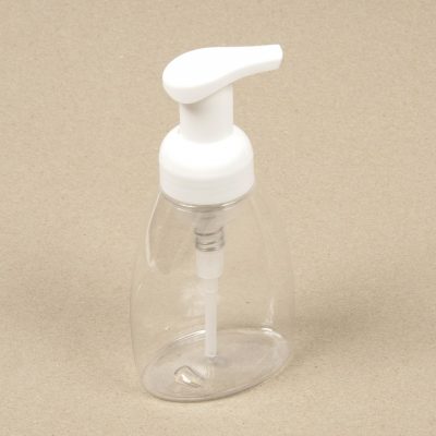 250 mL Clear PET Oval Bottle w/ 40 mm White Foamer Pump