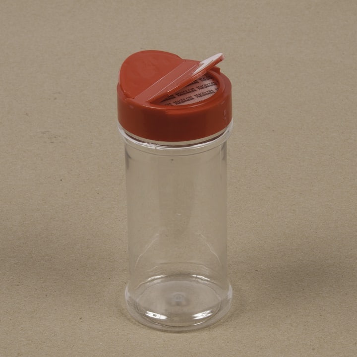 8 oz Clear PET Spice Bottles w/ Black Pressure Sensitive Lined Caps