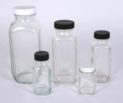 Glass French Square Bottles