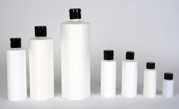 2 oz. White HDPE Plastic Cylinder Bottle, 4 oz. White HDPE Plastic Cylinder Bottle, 8 oz. White HDPE Plastic Cylinder Bottle, 16 oz. White HDPE Plastic Cylinder Bottle, 32 oz. White HDPE Plastic Cylinder Bottle