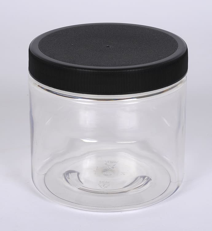 16 oz PET Plastic Wide Mouth Straight Sided Jar - Clear
