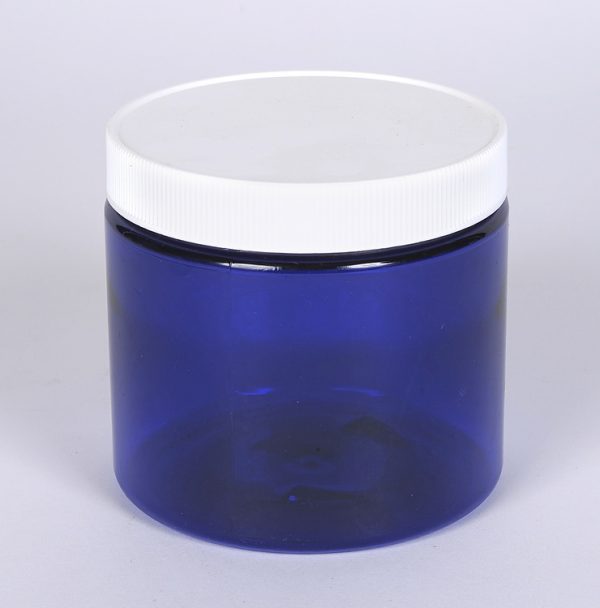 16 oz. PET Cobalt Blue Straight Sided Jar w/ 89-400 Finish