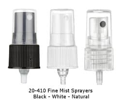 20-410 Fine Mist Sprayers Black White Natural