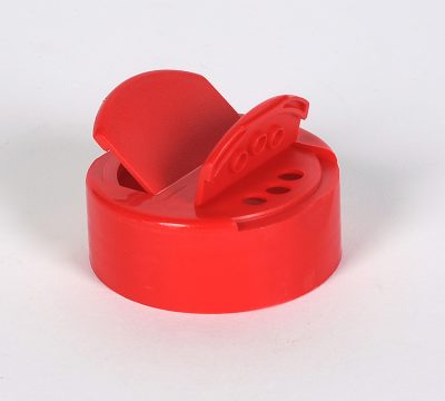 48-485 Red Plastic Spice Cap -Polypropylene Shaker/Spoon w/ PS Liner Porter Bottle Company's 48-485 Red Plastic Spice Cap