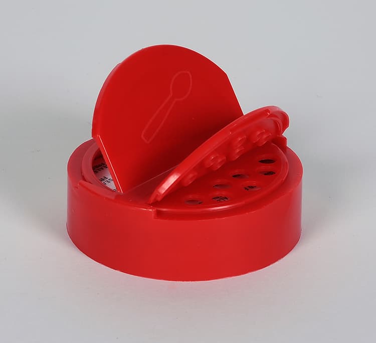53/485 16 oz. Round Plastic Spice Container and Red Induction