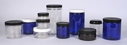 All PET Straight Side Jars Amber Cobalt Blue and Clear