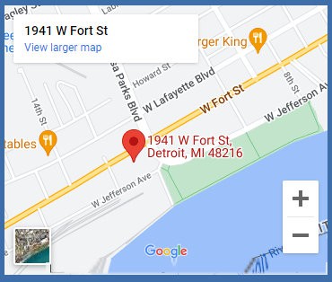 Map to Porter Bottle Company 1941 West Fort Street Detroit MI 48216